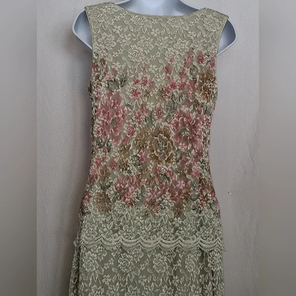 Vintage Easter Full Lace Detailed Elegant Floral Wedding Scalloped  Dress Small - Picture 8 of 12
